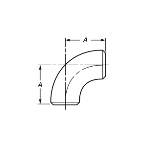Gomito a 90 gradi con saldatura di testa